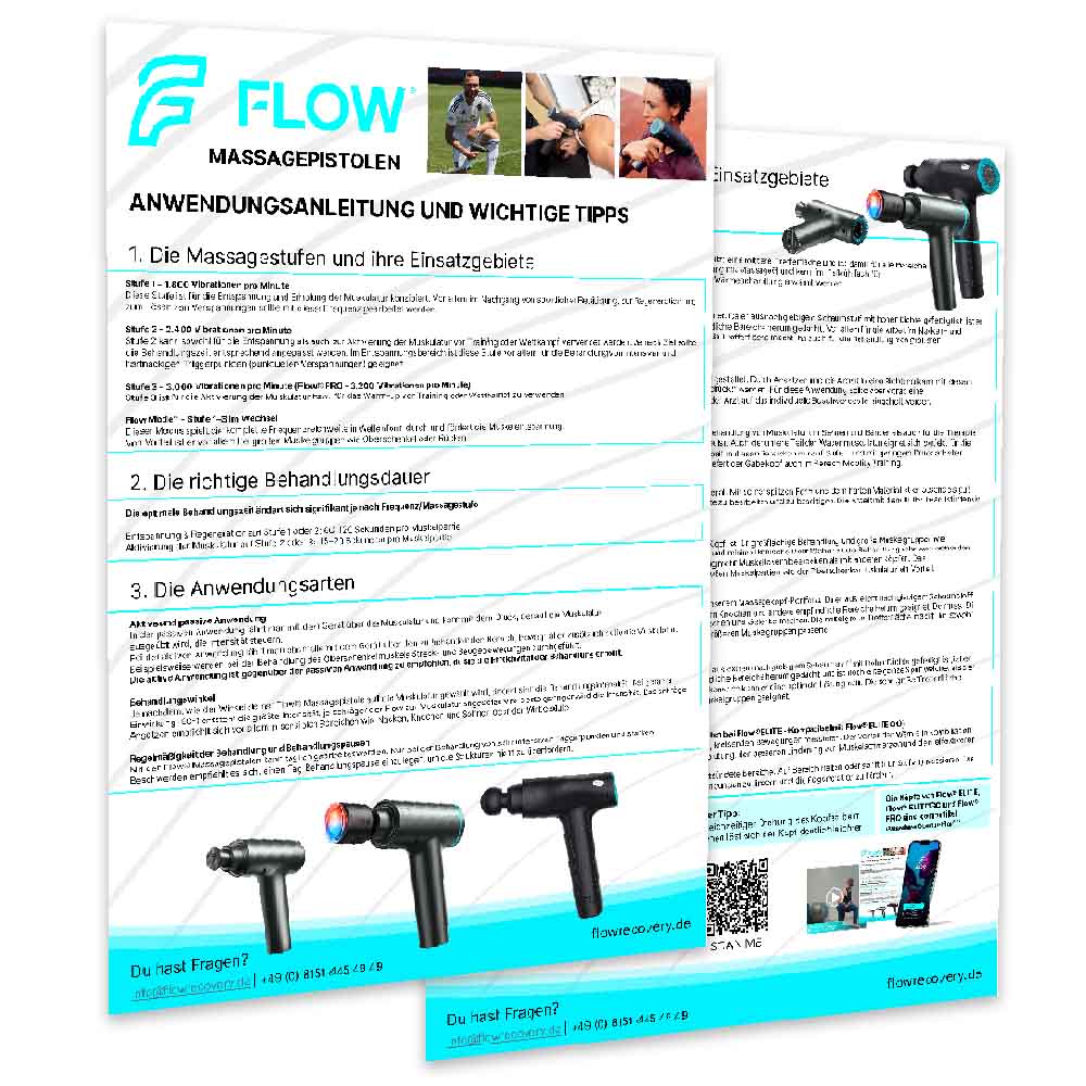 Anleitung als PDF Download für die Flow Testsieger Massagepistole